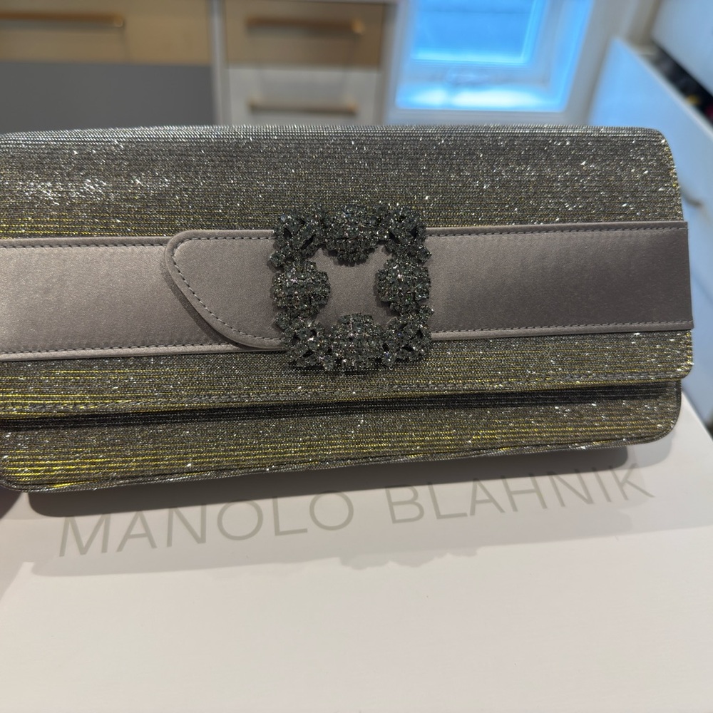 Manolo Blahnik Silver Evening Clutch